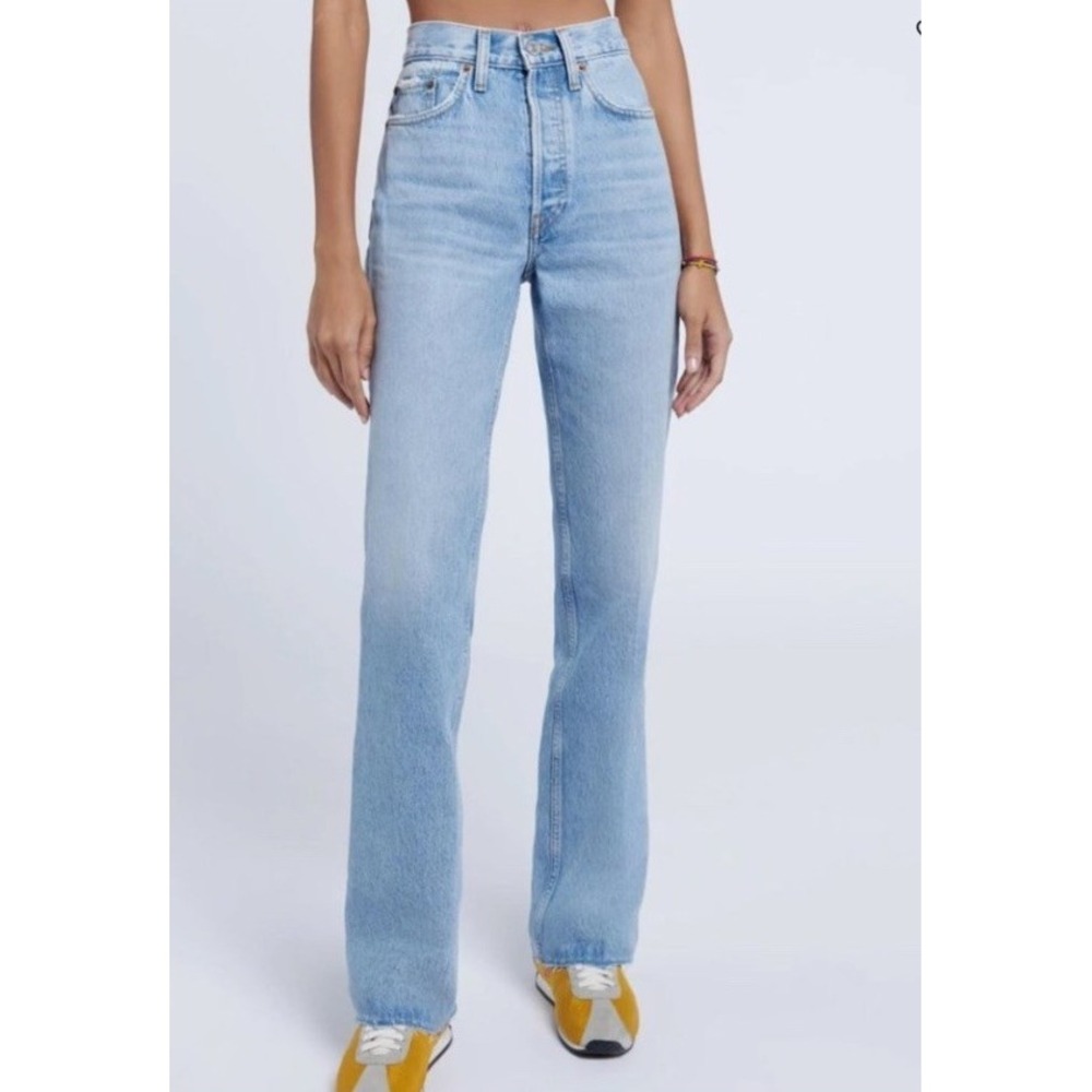 RE/DONE 70s Bootcut High Rise Raw Hem Light Wash Jeans, Size 29 | Retro Revival